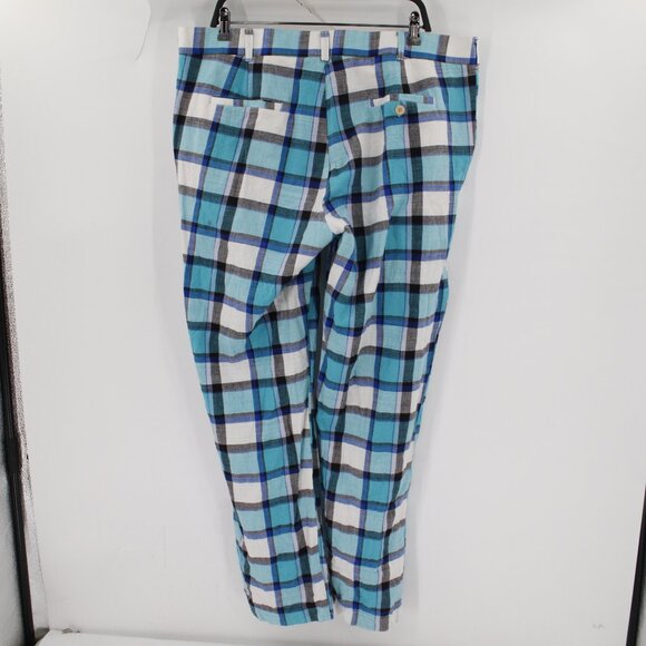 Loudmouth Pants Mens 40 L32 Bad Golf Cotton Flat Front Chino Retro Plaid Pockets - Picture 4 of 14